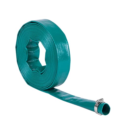 Tuyau Plat VONROC pour Pompes Submersibles 10m x 38mm Haute Pression - Evacuation Élémentaire - Collier de Serrage Inclu