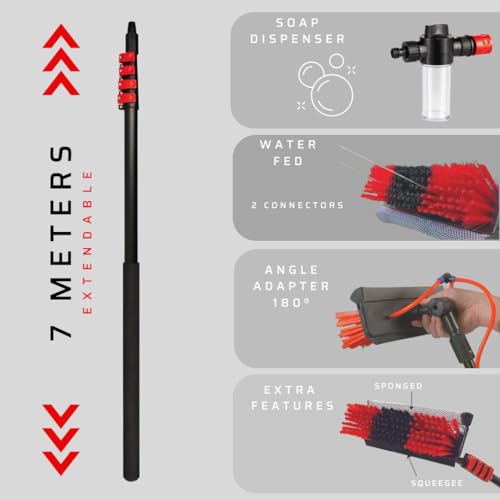 Brosse de nettoyage télescopique 7 mètres, eau alimentée, nettoyage de gouttière et toiture, panneaux solaires (7m téles