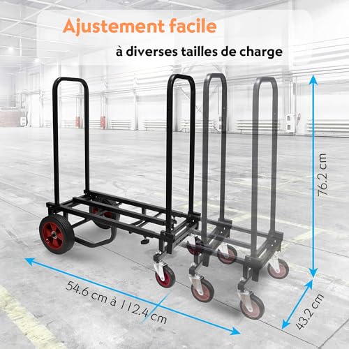Pyle Chariot de Transport Pliable avec Roues R-Trac, Extensible de 70 à 112 cm pour Déménagement et Stockage, Chariot de