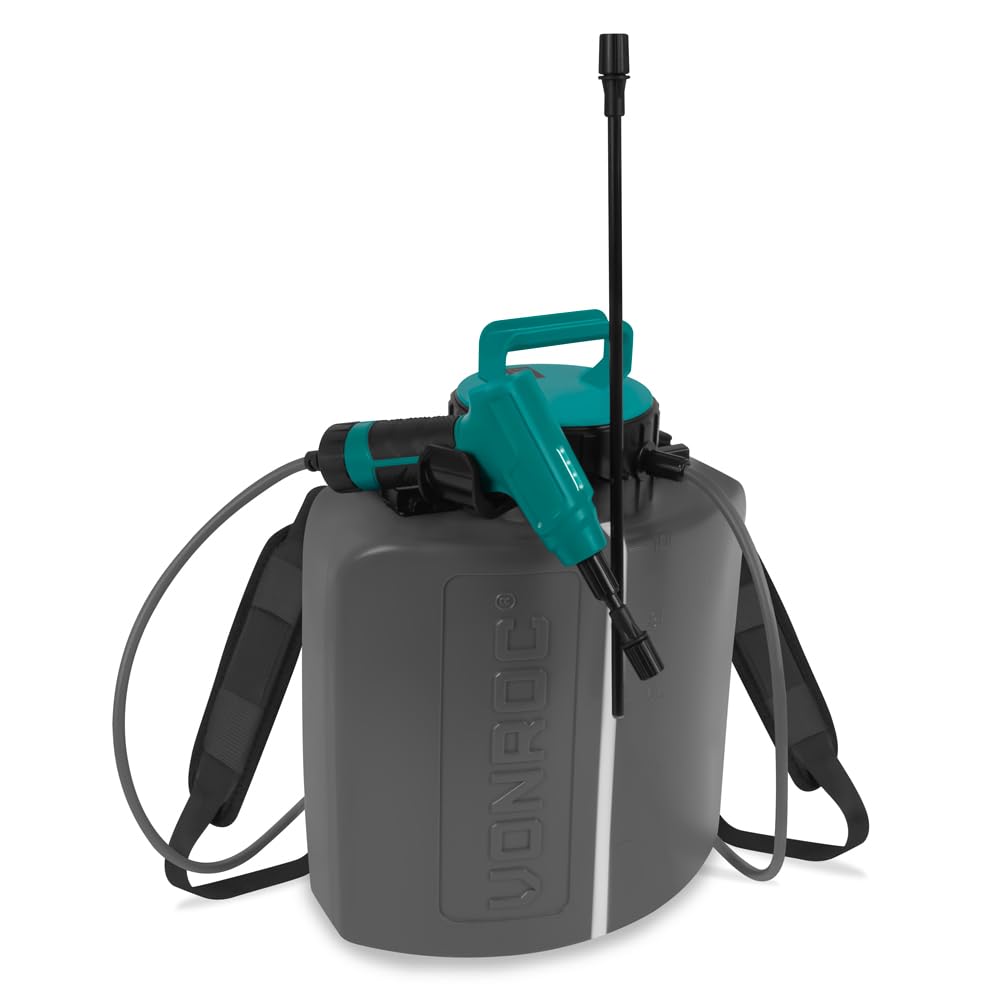 VONROC Pulvérisateur Électrique 10L – Batterie 4V Intégrée + Recharge USB-C – Buse Réglable avec 2 Lances, Sangles d'Épa