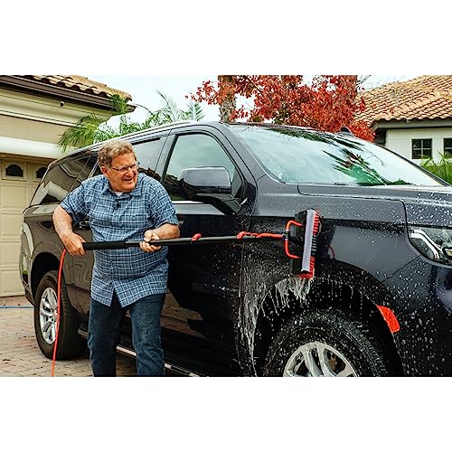 VENTEO Brosse à Eau de Lavage Telescopic 7 Mètres - Adapteur d'Angle Professionnel avec Éponge et Raclette - Distributeu