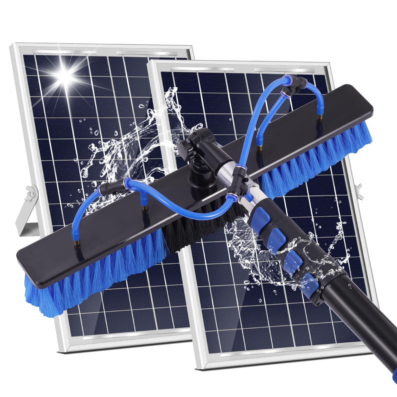 Brosse de lavage télescopique de 5 m, nettoyeur de toit de terrasse avec raccord d'eau de 10 m, en aluminium robuste, br